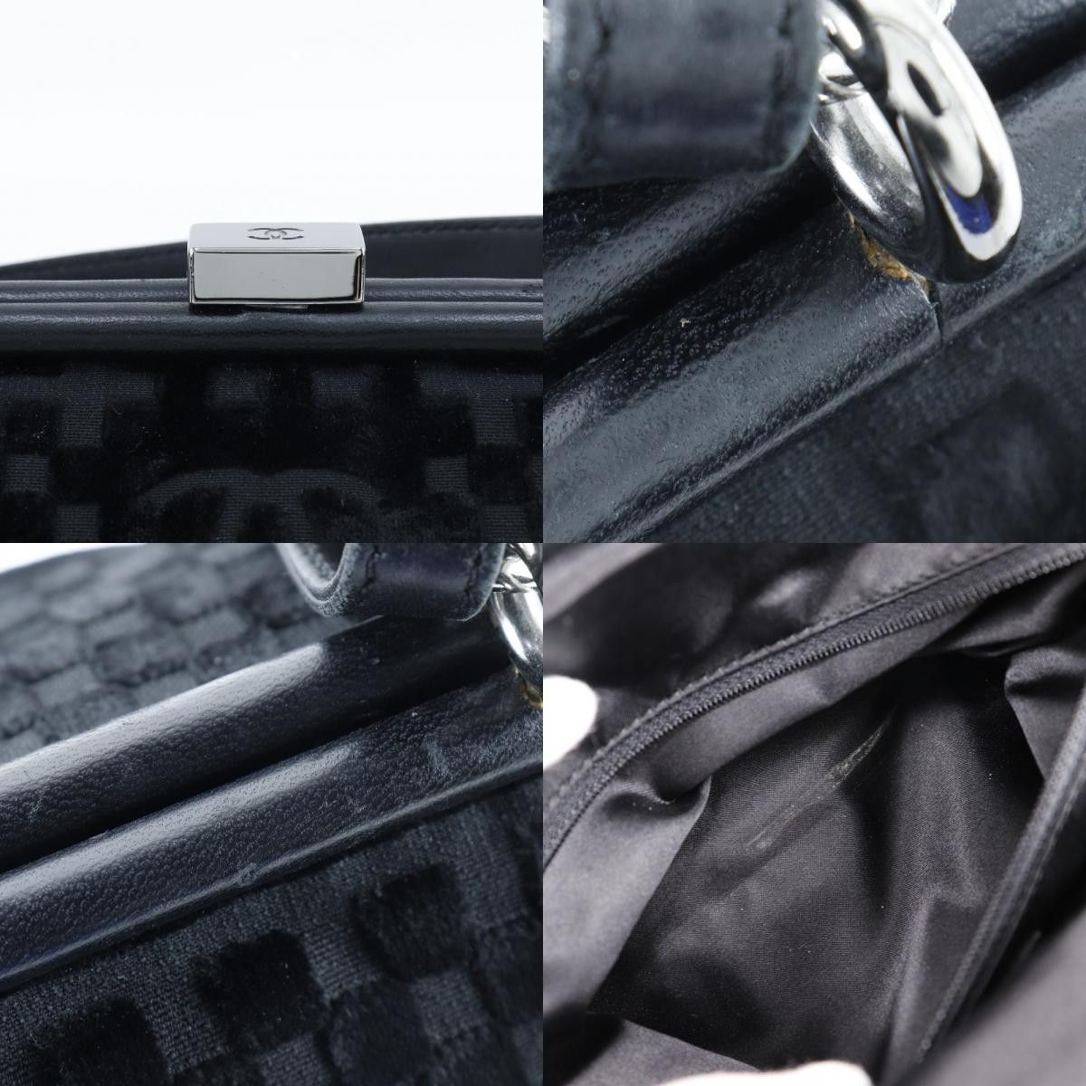 Chanel Chanel Vintage CC Side Belted Bowler Check Embossed Velvet Size ONE SIZE - 12 Thumbnail