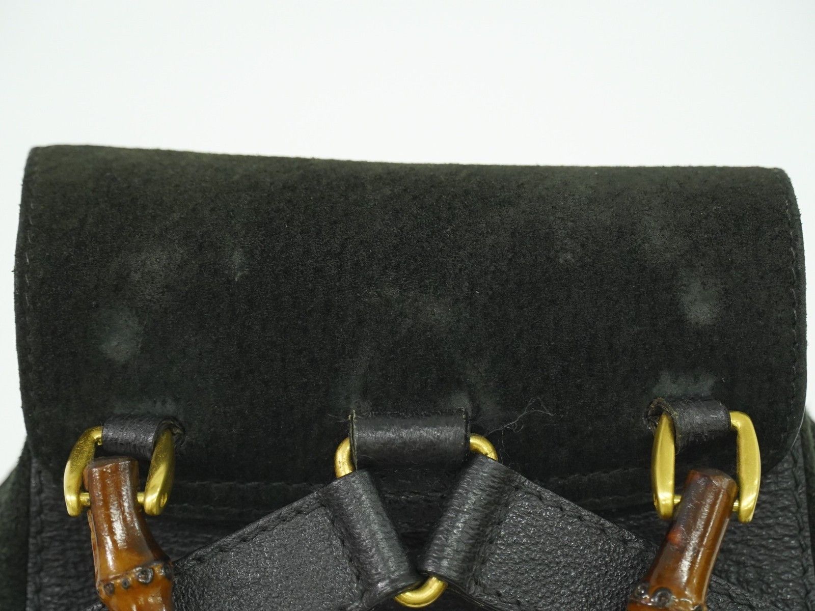Gucci Gucci Vintage Bamboo Backpack Suede Size ONE SIZE - 13 Thumbnail
