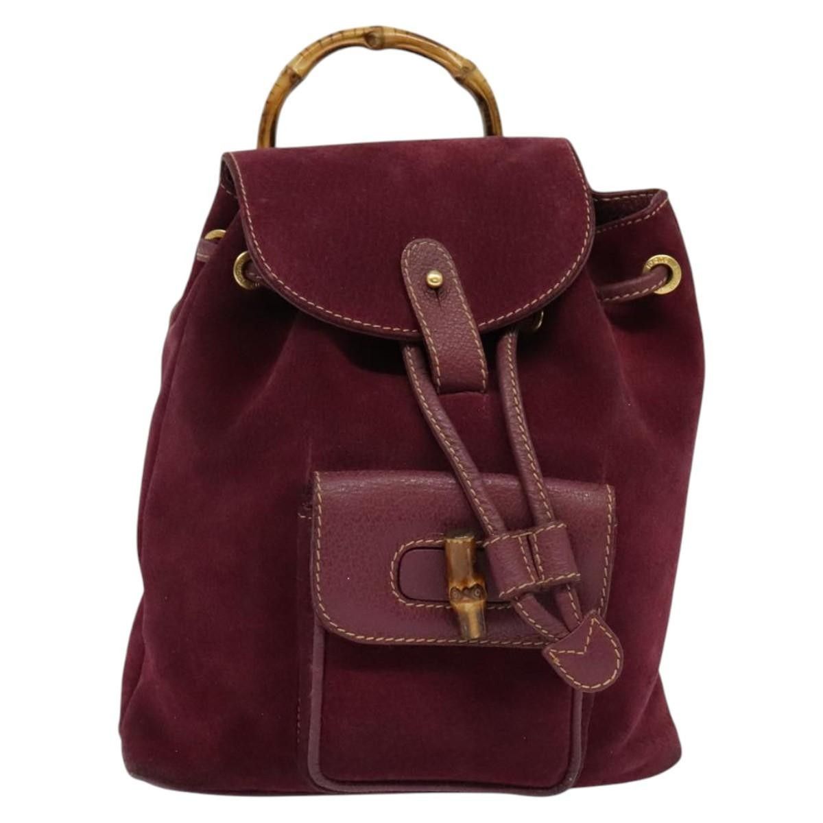 Gucci Gucci Vintage Bamboo Backpack Suede Size ONE SIZE - 18 Thumbnail