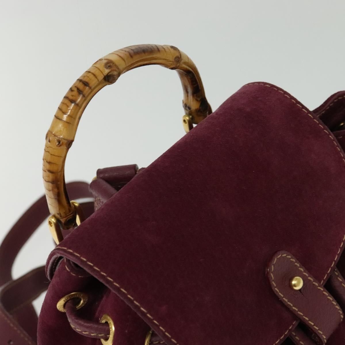 Gucci Gucci Vintage Bamboo Backpack Suede Size ONE SIZE - 8 Thumbnail