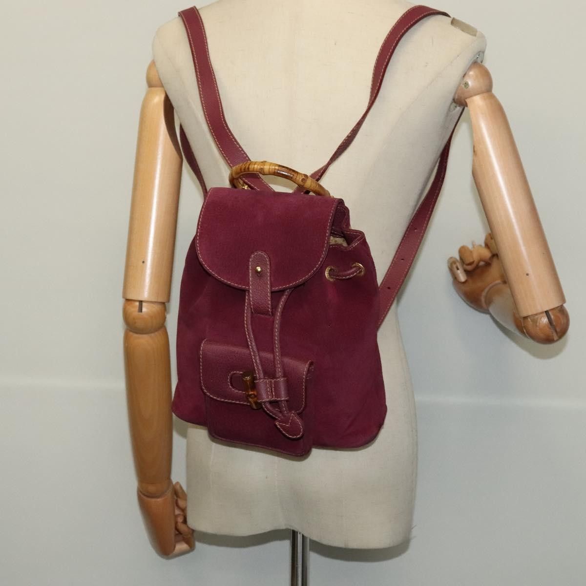 Gucci Gucci Vintage Bamboo Backpack Suede Size ONE SIZE - 14 Thumbnail
