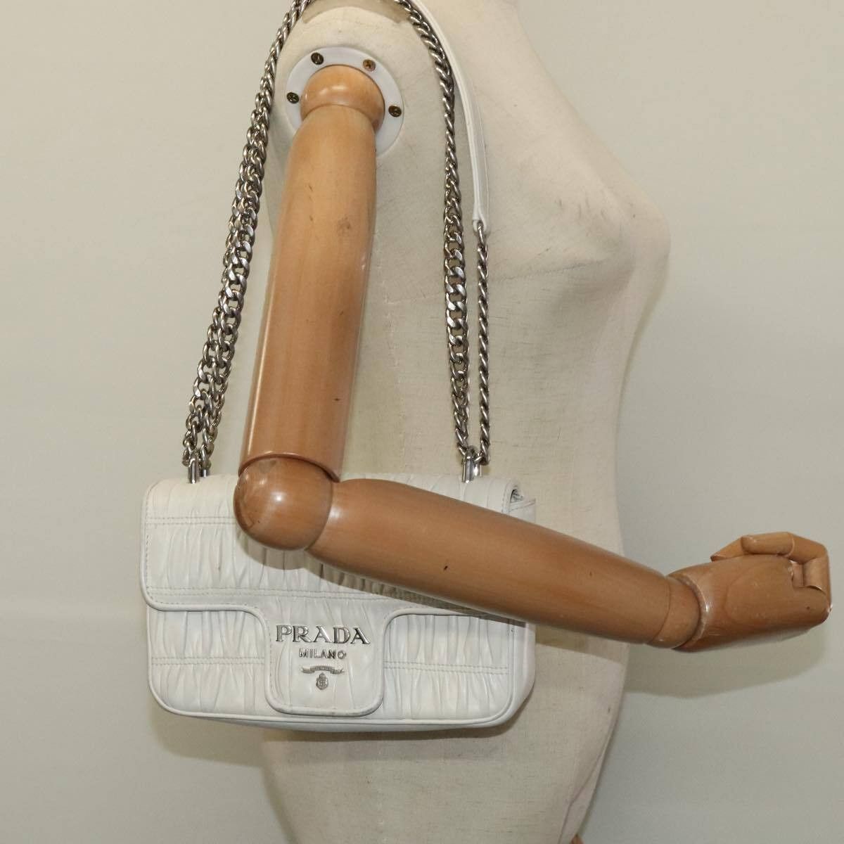 Prada Prada Chain Flap Shoulder Bag Nappa Gaufre Size ONE SIZE - 14 Thumbnail