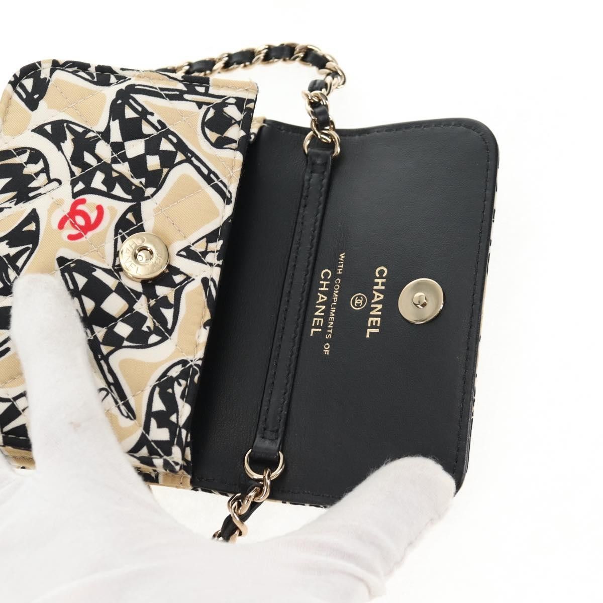 Chanel Chanel Flap Card Holder on Chain Quilted Printed Canvas Size ONE SIZE - 19 Thumbnail