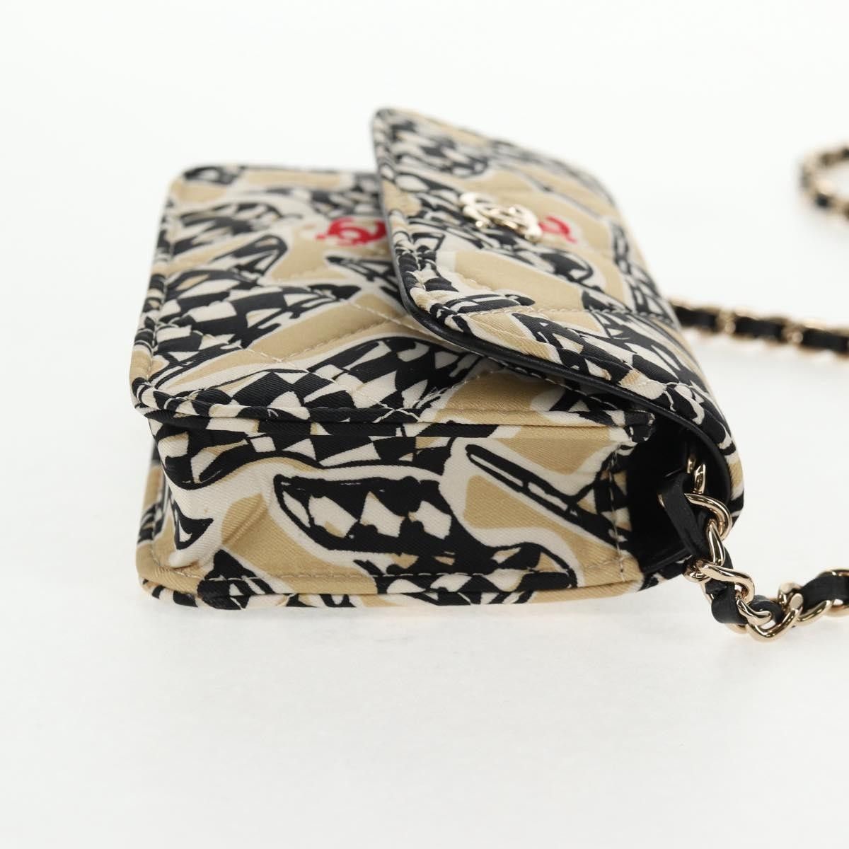 Chanel Chanel Flap Card Holder on Chain Quilted Printed Canvas Size ONE SIZE - 4 Thumbnail