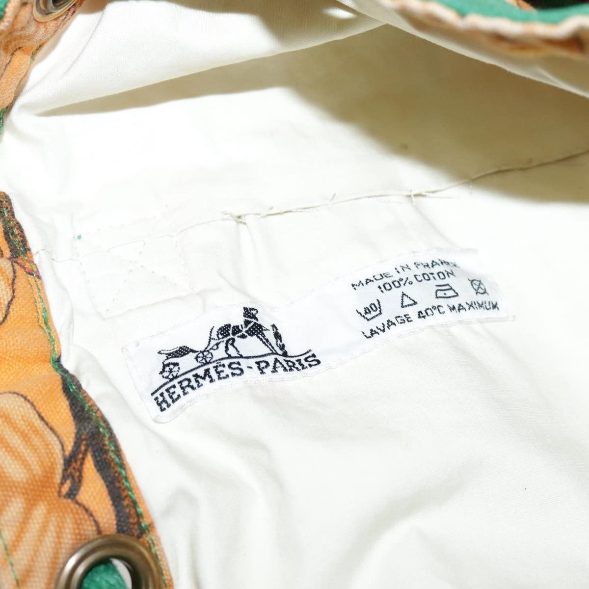 Hermes Hermes Vintage Drawstring Bucket Shoulder Bag Printed Canvas Size ONE SIZE - 6 Thumbnail