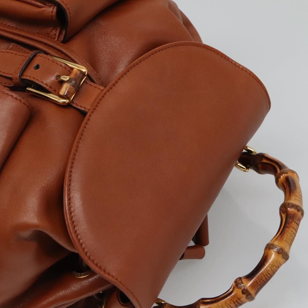 Gucci Gucci Vintage Bamboo Backpack Leather Size ONE SIZE - 16 Thumbnail