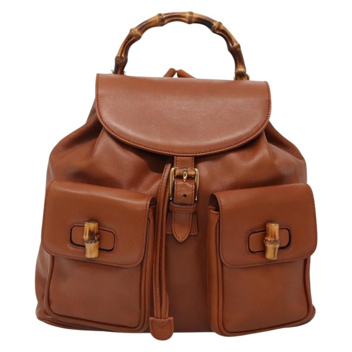 Gucci Gucci Vintage Bamboo Backpack Leather Size ONE SIZE - 18 Thumbnail