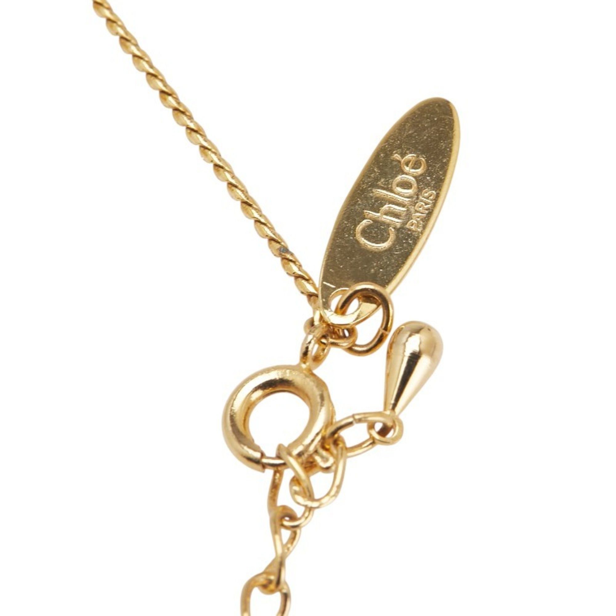 Chloe Chloé Chloe Leaf Motif Rhinestone Necklace, Gold Plated, Women's Size ONE SIZE - 6 Thumbnail