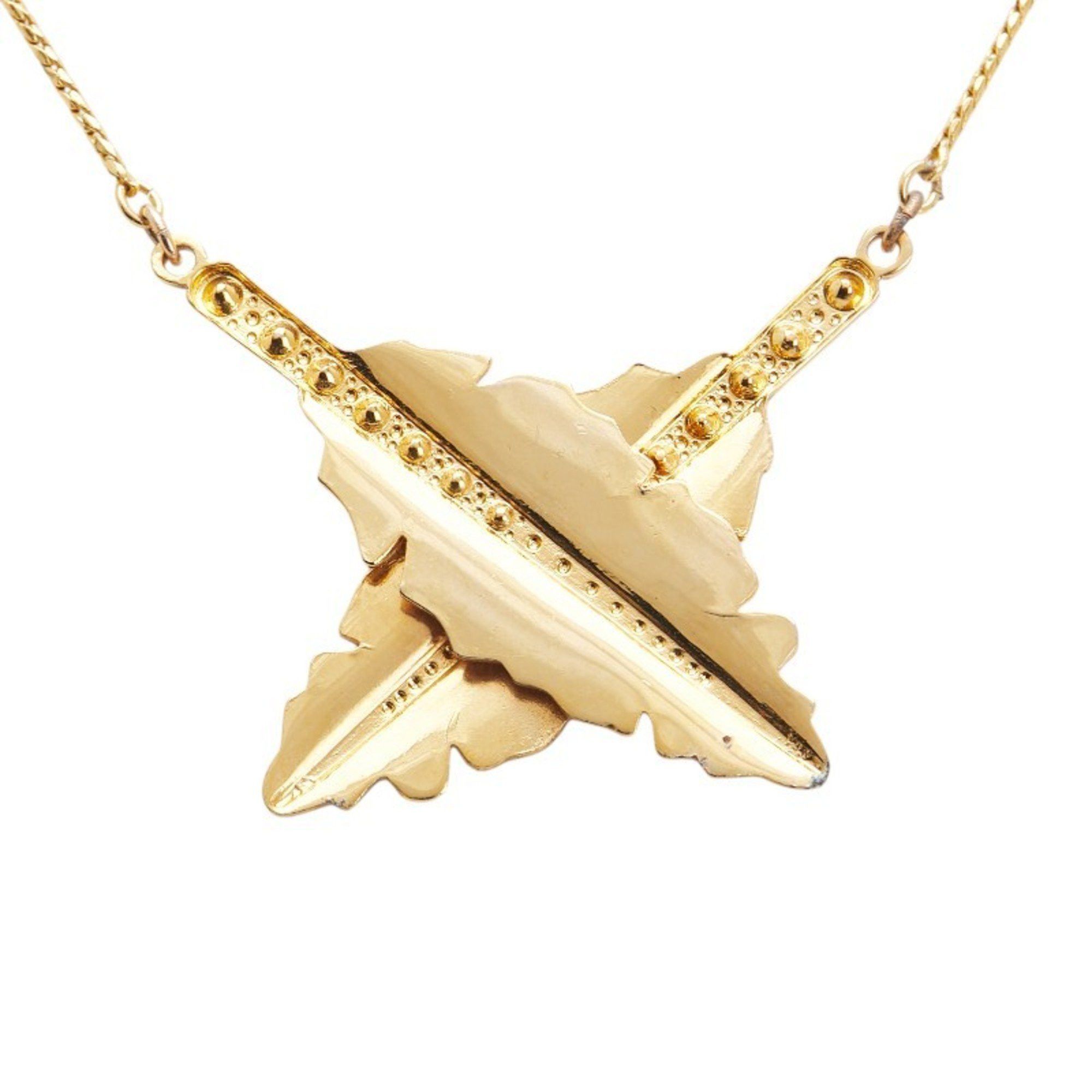 Chloe Chloé Chloe Leaf Motif Rhinestone Necklace, Gold Plated, Women's Size ONE SIZE - 3 Thumbnail