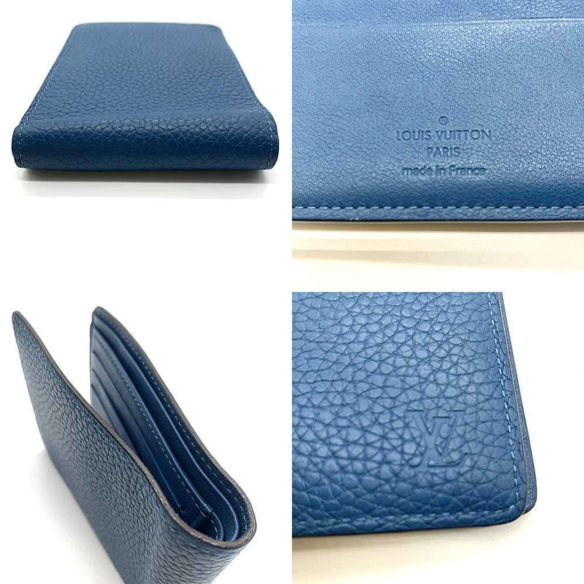 Louis Vuitton Louis Vuitton Portefeuille Multiple Blue Taurillon Leather M58190 LOUIS VUITTON Size ONE SIZE - 5 Thumbnail