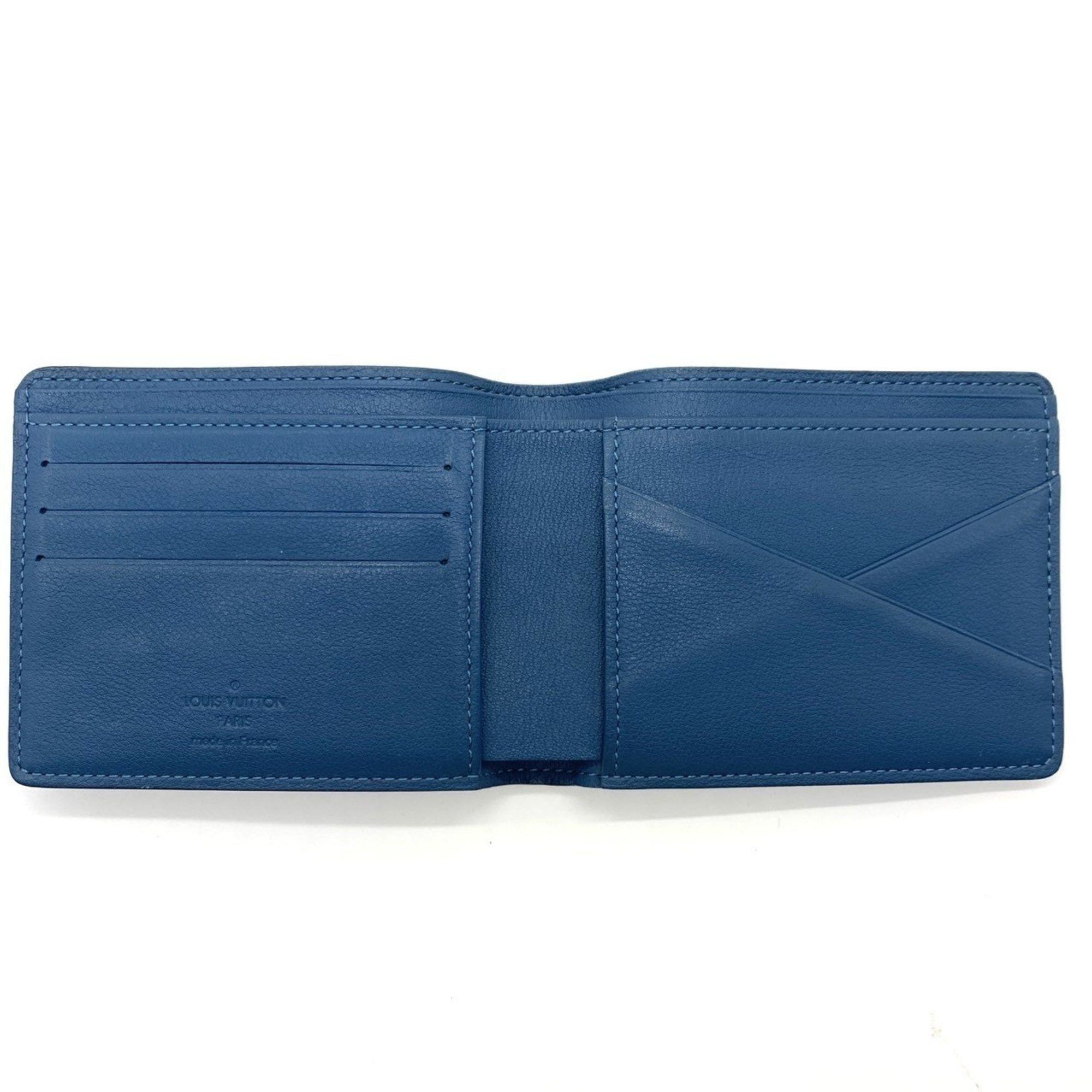 Louis Vuitton Louis Vuitton Portefeuille Multiple Blue Taurillon Leather M58190 LOUIS VUITTON Size ONE SIZE - 3 Thumbnail