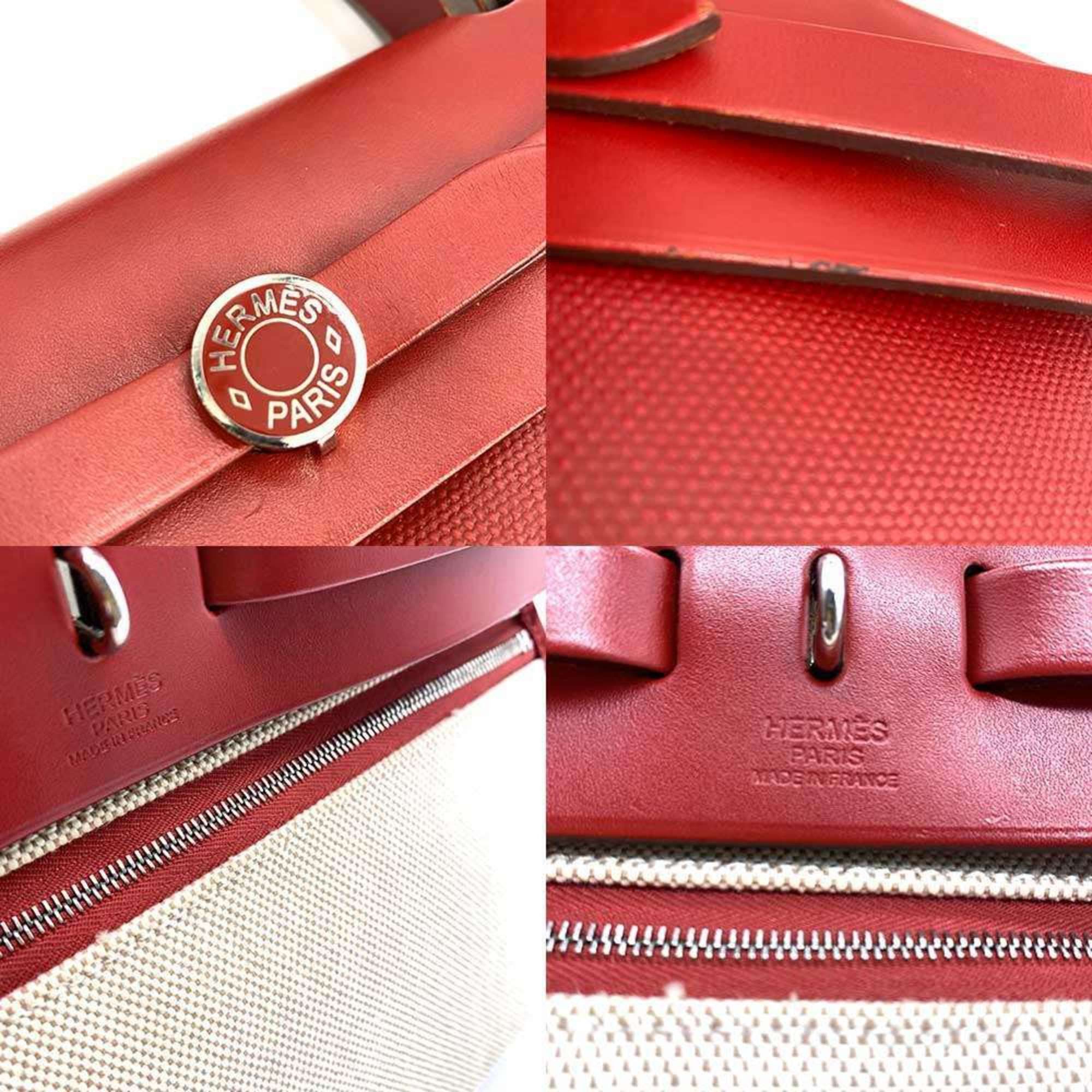 Hermes Hermes Hermès Airbag Zip PM 2-way bag, coated canvas and leather, Rouge Piment D stamped. Size ONE SIZE - 5 Thumbnail