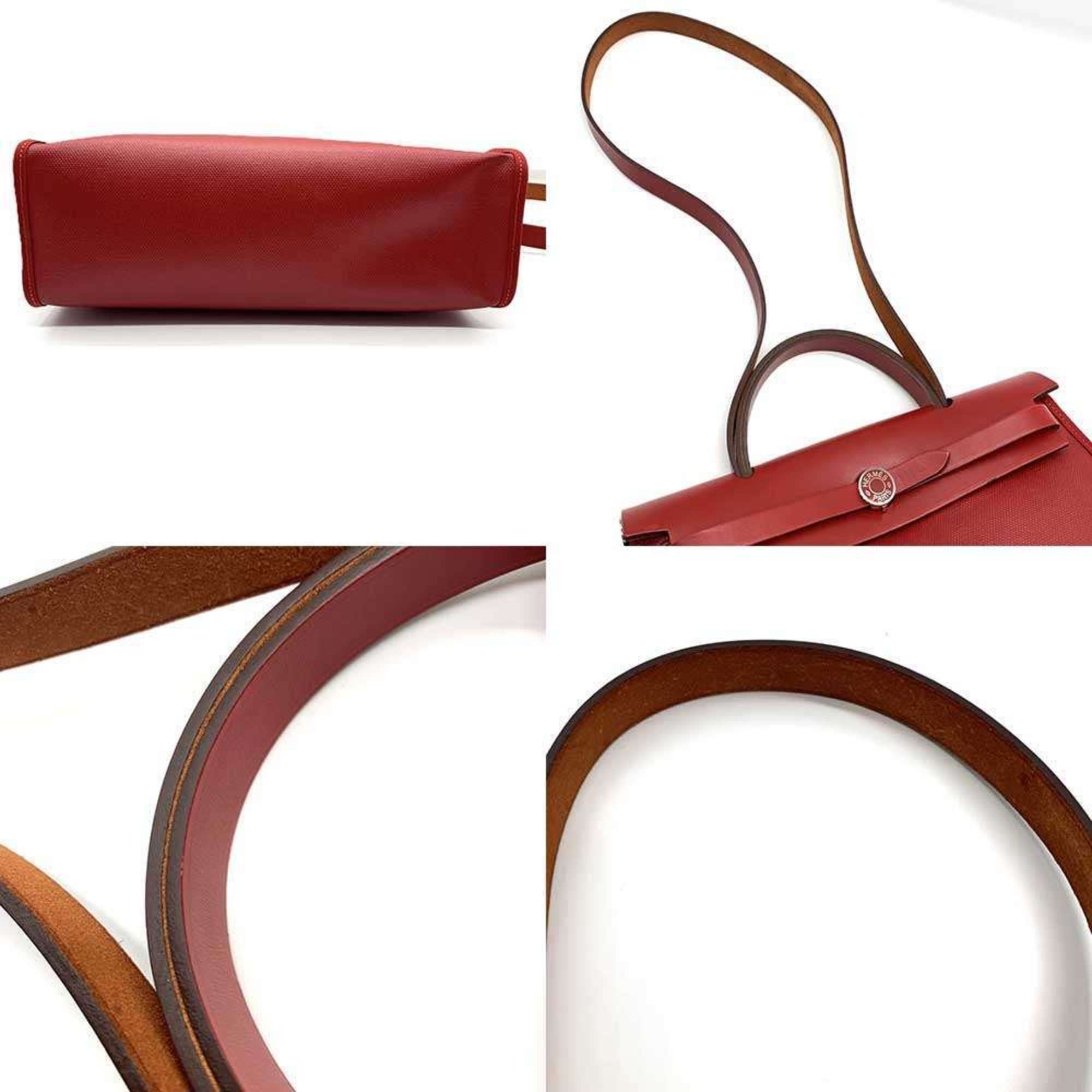 Hermes Hermes Hermès Airbag Zip PM 2-way bag, coated canvas and leather, Rouge Piment D stamped. Size ONE SIZE - 4 Thumbnail