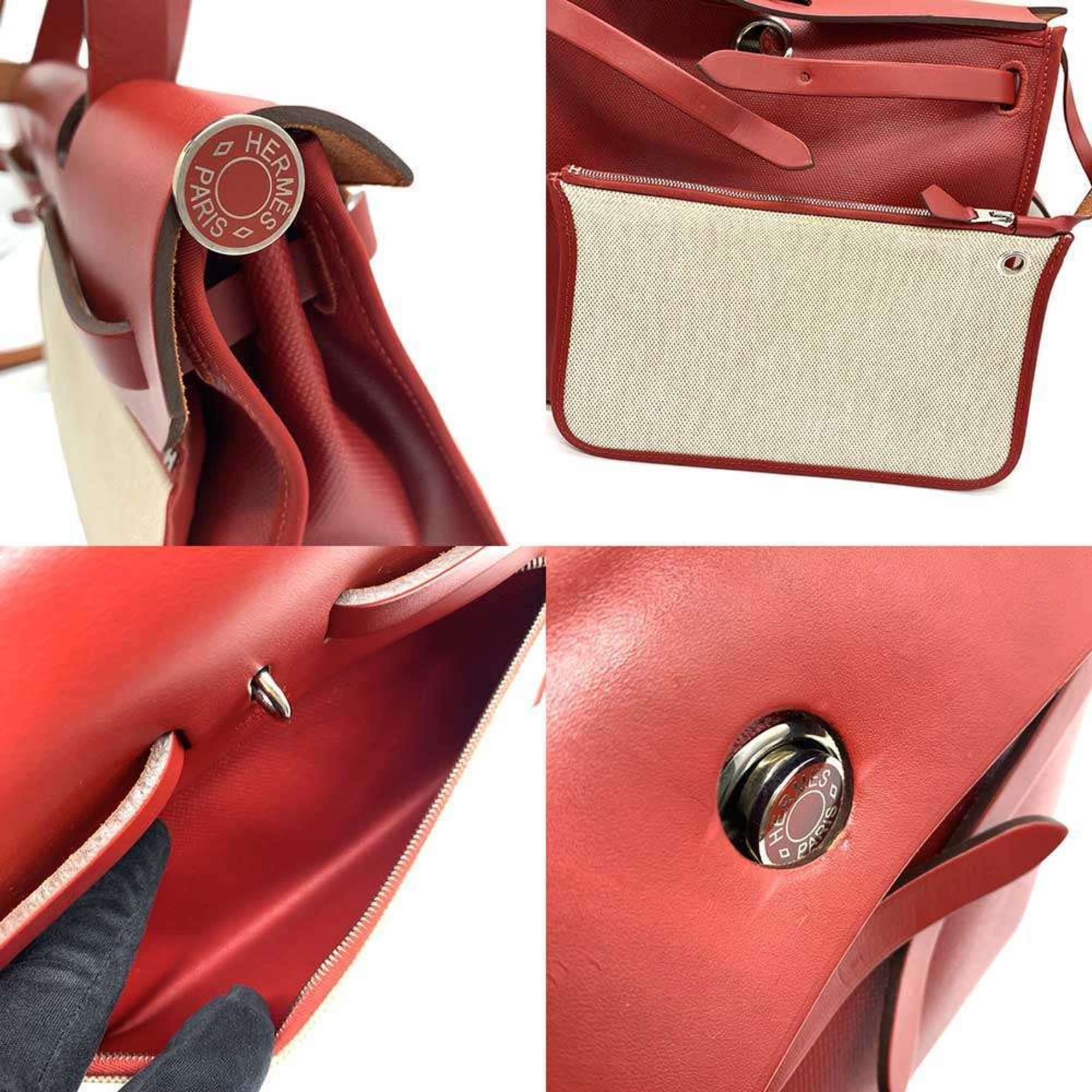 Hermes Hermes Hermès Airbag Zip PM 2-way bag, coated canvas and leather, Rouge Piment D stamped. Size ONE SIZE - 6 Thumbnail