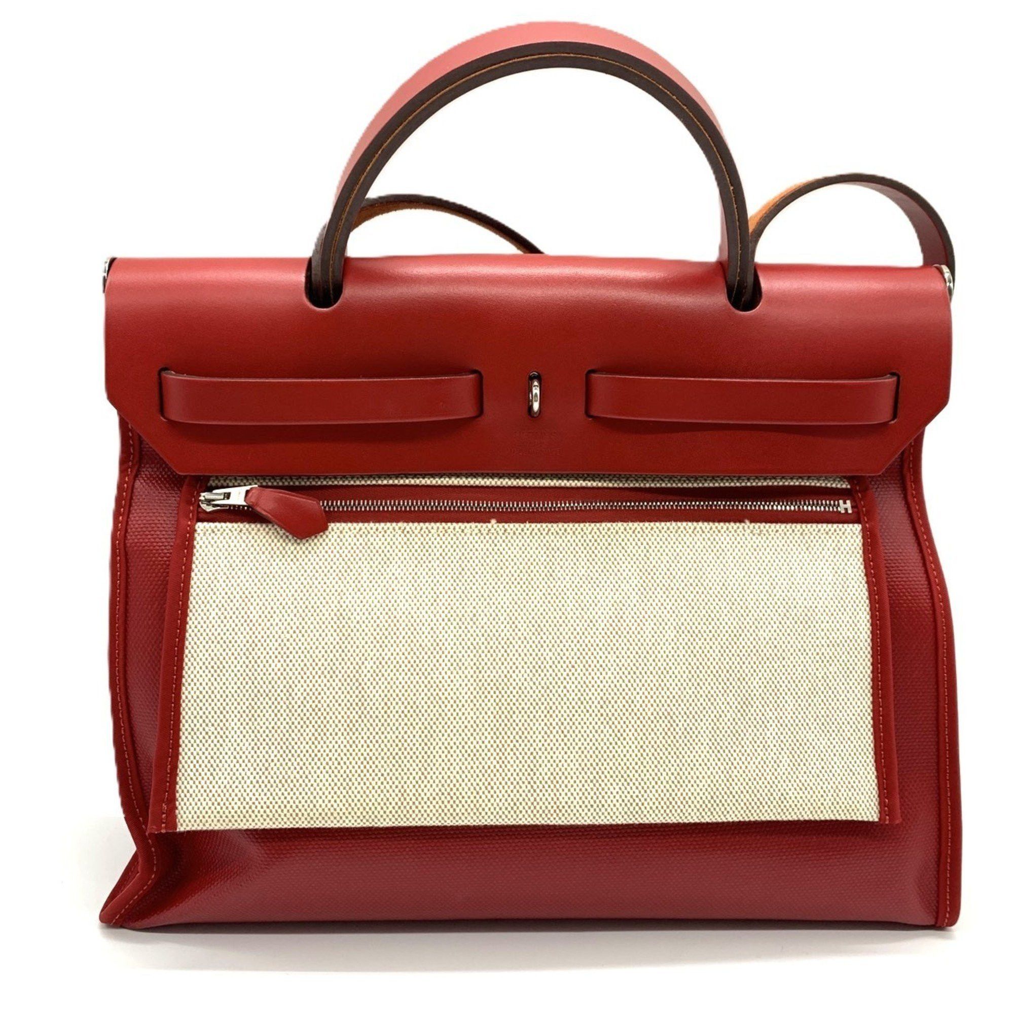 Hermes Hermes Hermès Airbag Zip PM 2-way bag, coated canvas and leather, Rouge Piment D stamped. Size ONE SIZE - 2 Thumbnail