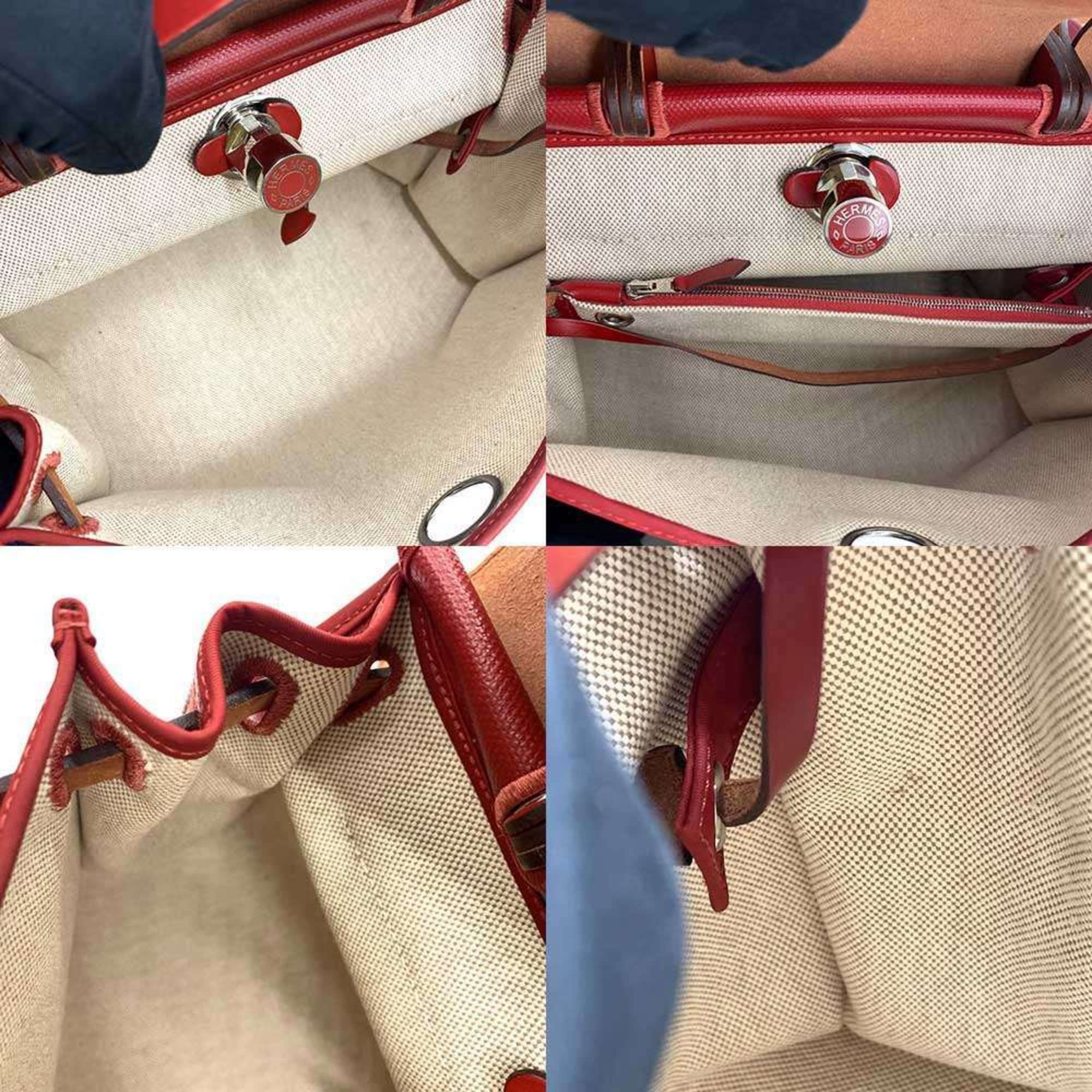 Hermes Hermes Hermès Airbag Zip PM 2-way bag, coated canvas and leather, Rouge Piment D stamped. Size ONE SIZE - 8 Thumbnail