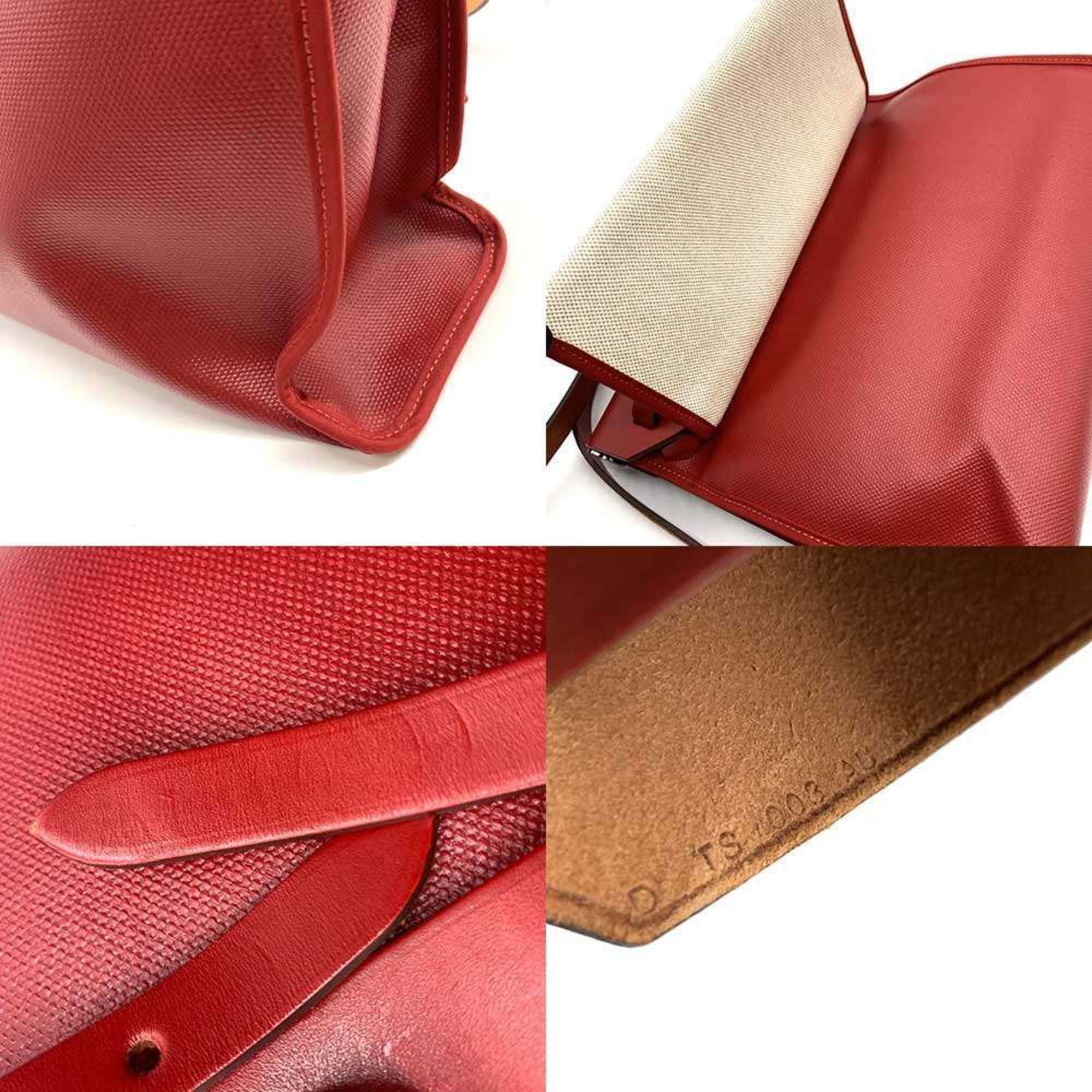 Hermes Hermes Hermès Airbag Zip PM 2-way bag, coated canvas and leather, Rouge Piment D stamped. Size ONE SIZE - 7 Thumbnail