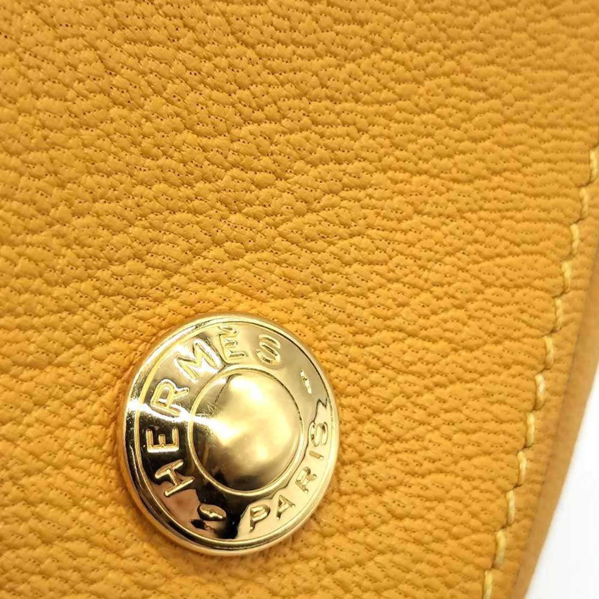 Hermes Hermès Levain Quatre Coin Case, Yellow Chevre Leather, F Stamp, Women's, HERMES Size ONE SIZE - 4 Thumbnail
