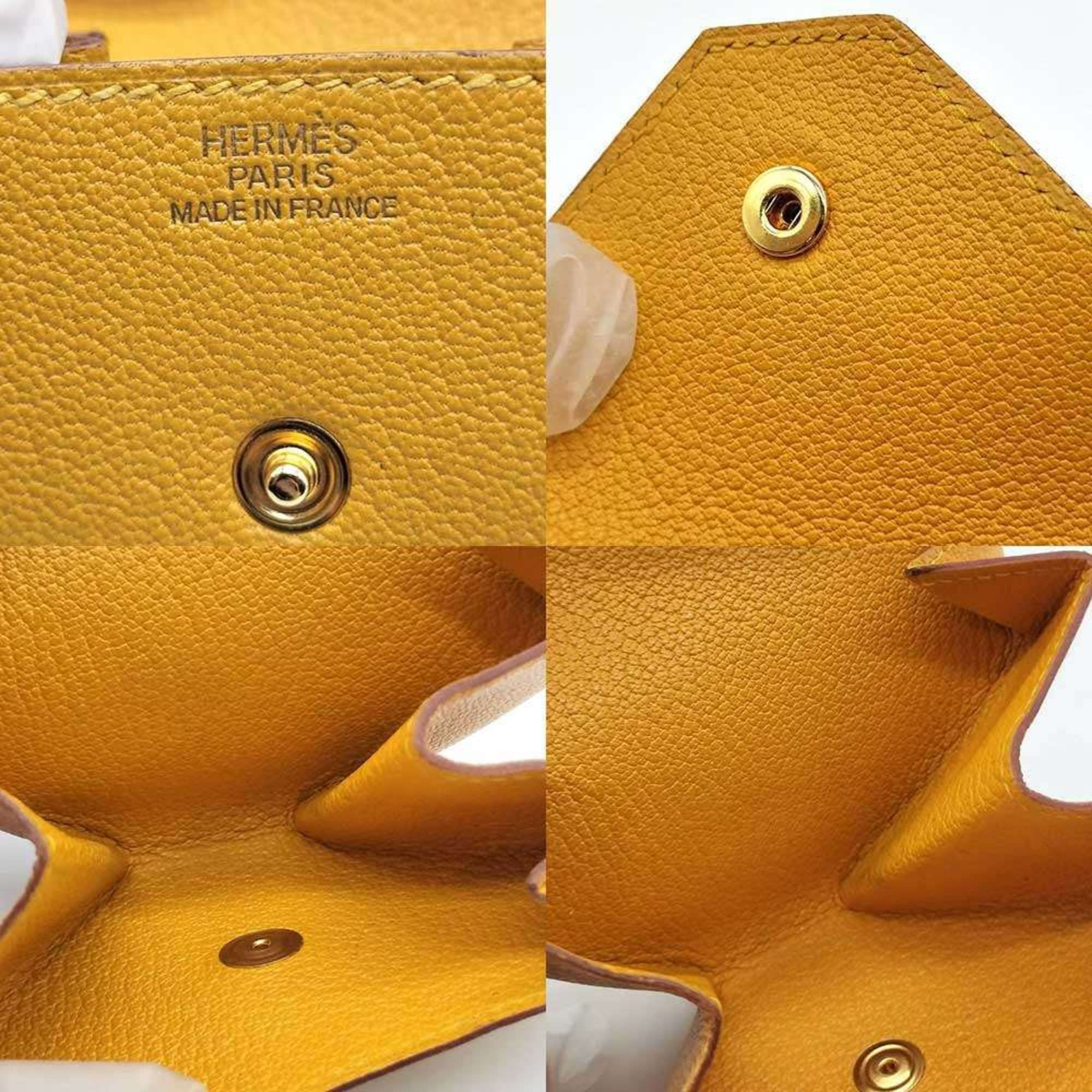 Hermes Hermès Levain Quatre Coin Case, Yellow Chevre Leather, F Stamp, Women's, HERMES Size ONE SIZE - 6 Thumbnail