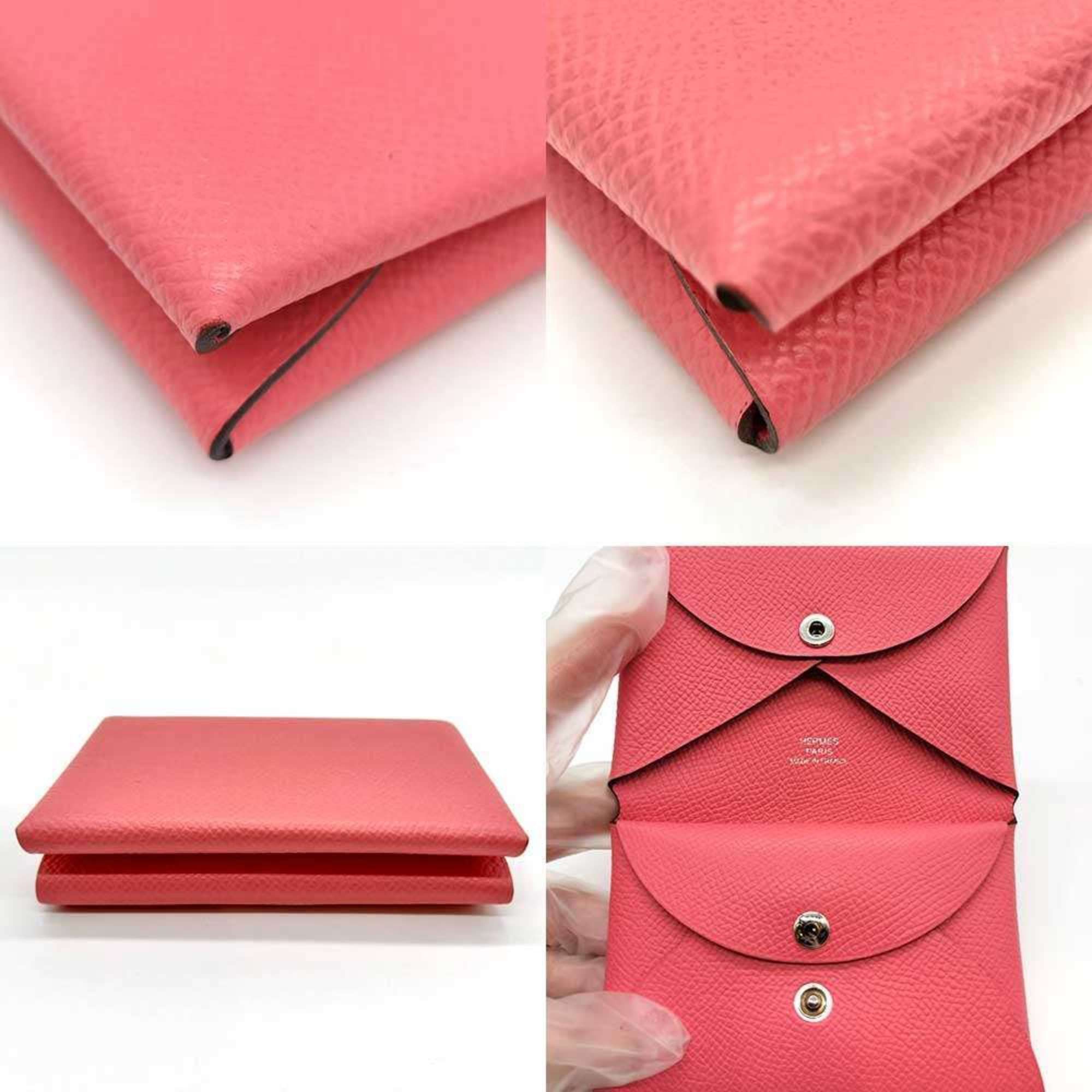 Hermes Hermes Hermès Calvi Duo Card Case/Business Holder in Rose Azalee Pink Epsom Leather for Women Size ONE SIZE - 3 Thumbnail