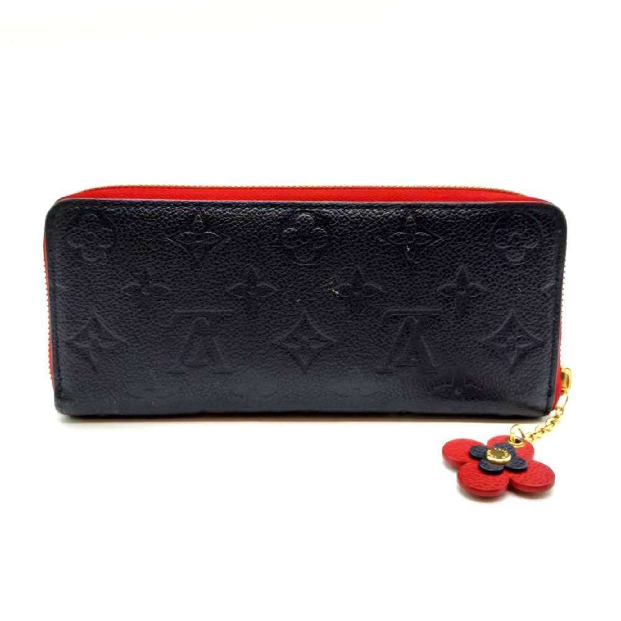 Louis Vuitton Louis Vuitton Portefeuille Clemence Round Long Wallet in Marine Rouge Navy and Red with Monogram Empreinte Flower Charm, M68325 Size ONE SIZE - 2 Thumbnail