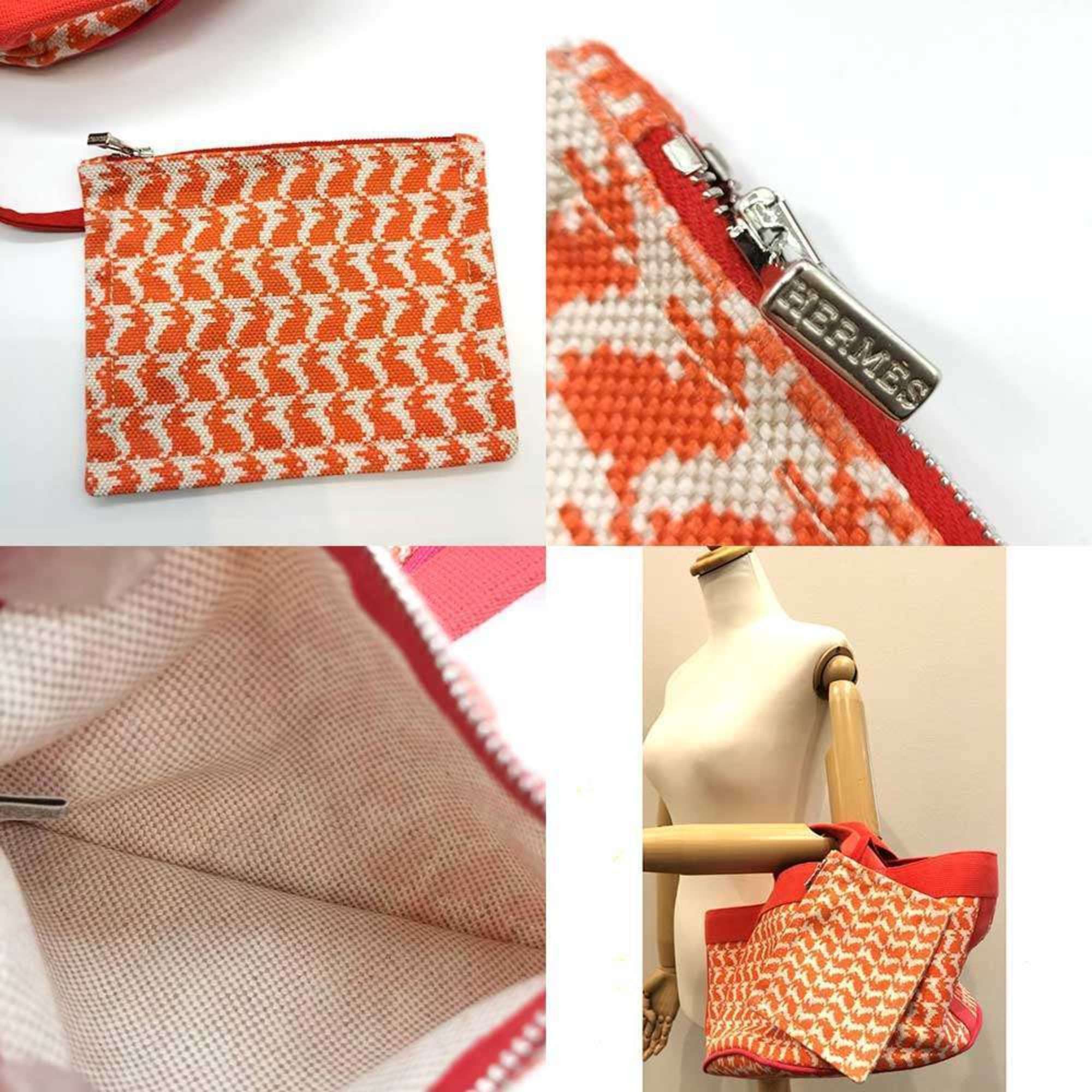 Hermes Hermès Animo Pixel Tote Bag Kids Line Canvas Orange Women's HERMES Size ONE SIZE - 6 Thumbnail