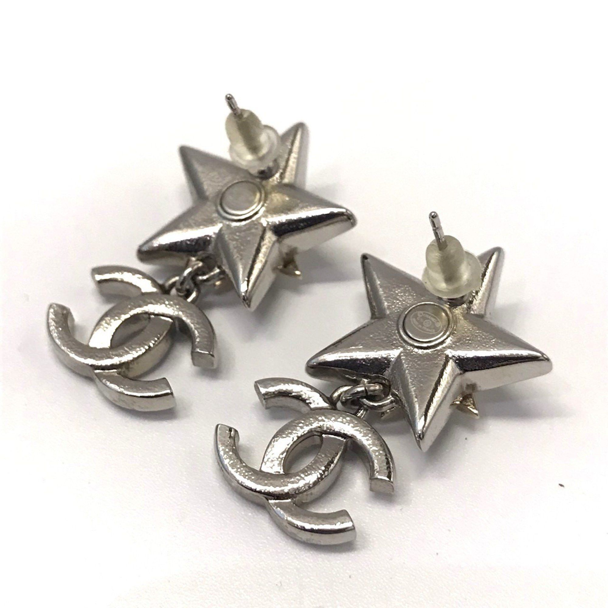 Chanel CHANEL Women's Earrings with Coco Mark Rhinestone Star in Silver Size ONE SIZE - 2 Thumbnail