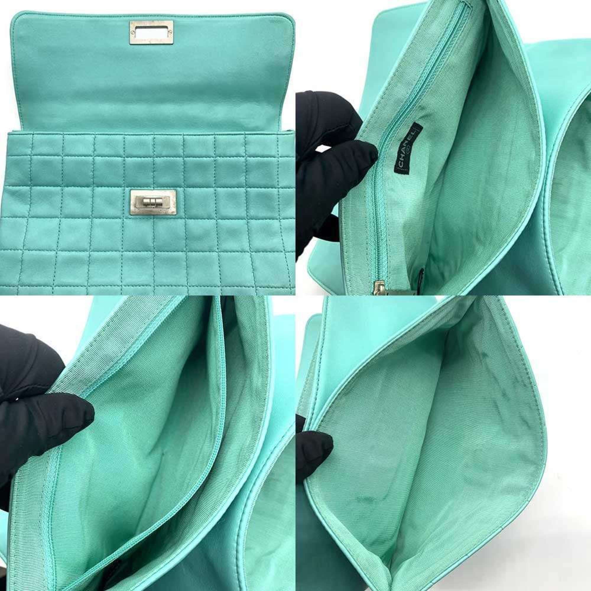 Chanel CHANEL 2.55 Chocobar Chain Handbag in Turquoise Leather Size ONE SIZE - 6 Thumbnail