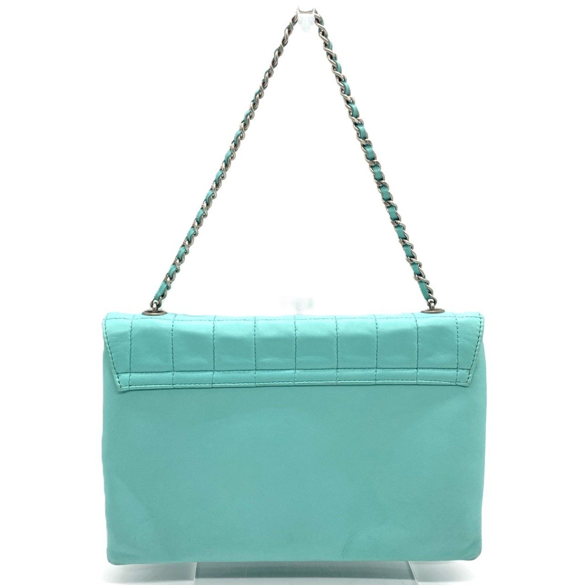 Chanel CHANEL 2.55 Chocobar Chain Handbag in Turquoise Leather Size ONE SIZE - 2 Thumbnail