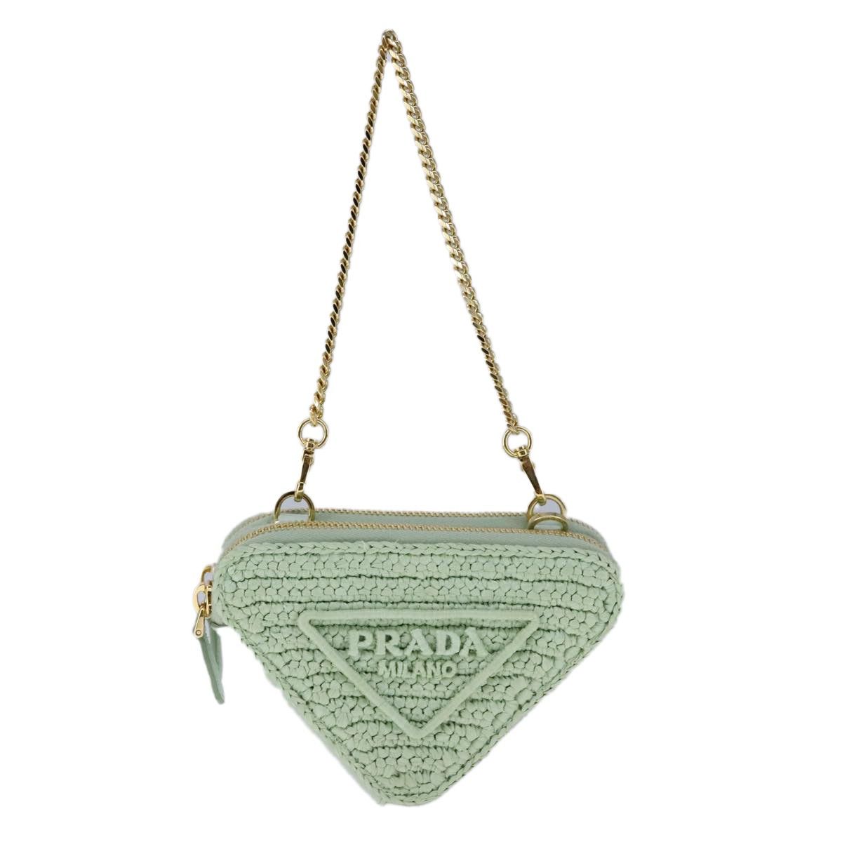 Prada Prada Triangle Logo Zip Around Shoulder Bag Raffia and Leather Size ONE SIZE - 18 Thumbnail