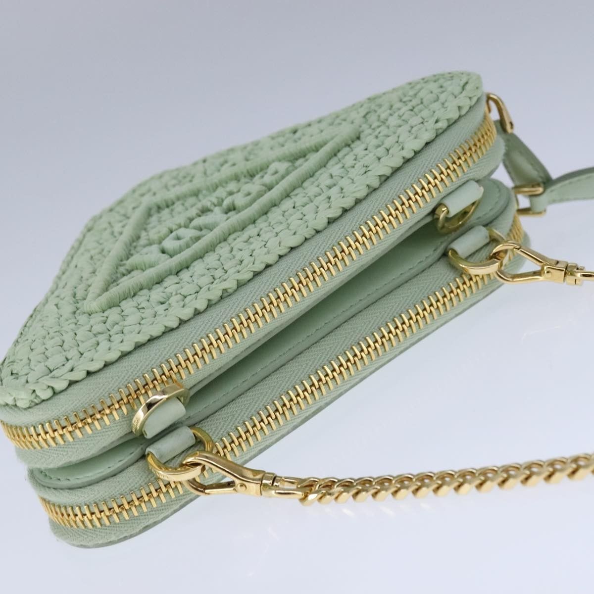 Prada Prada Triangle Logo Zip Around Shoulder Bag Raffia and Leather Size ONE SIZE - 15 Thumbnail