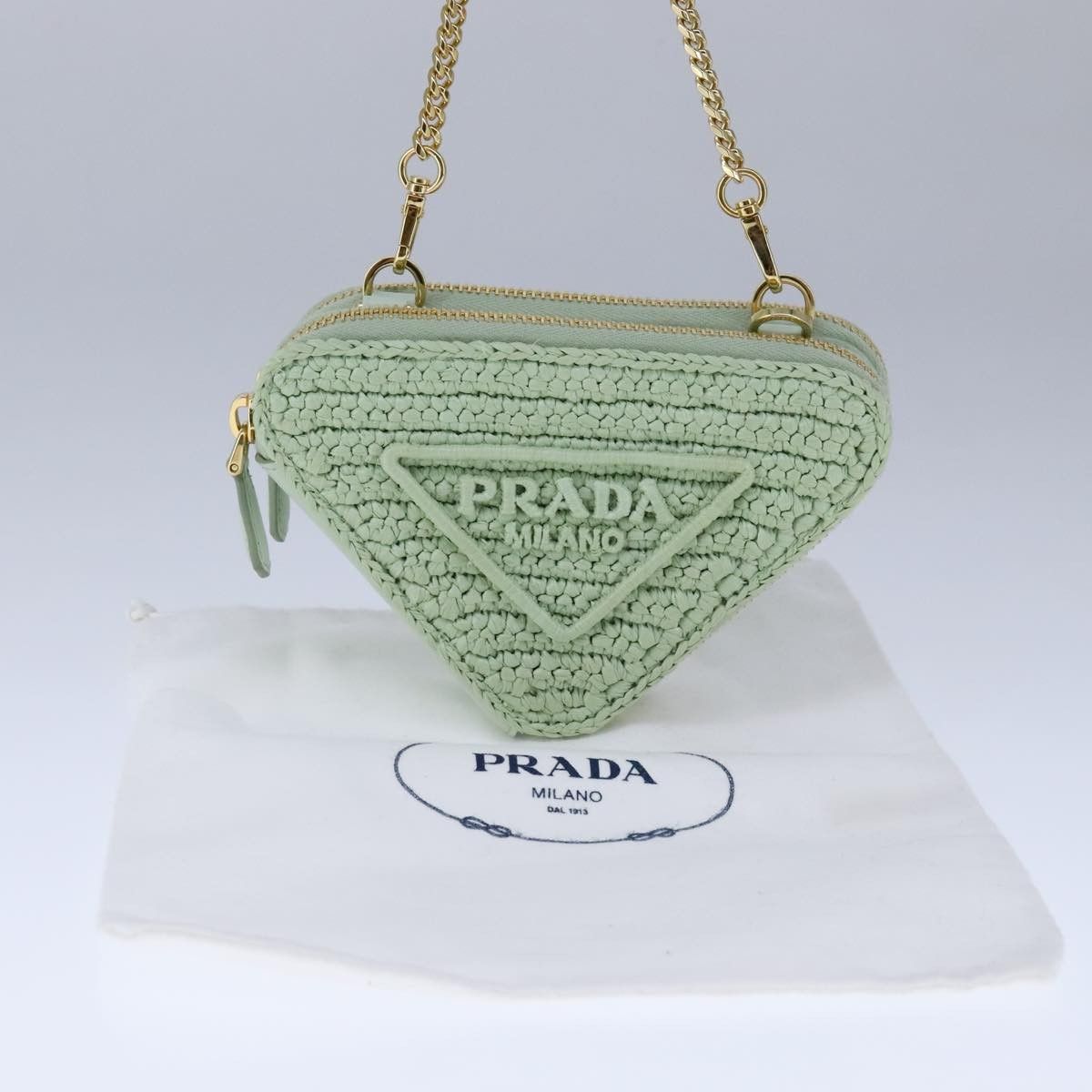 Prada Prada Triangle Logo Zip Around Shoulder Bag Raffia and Leather Size ONE SIZE - 13 Thumbnail