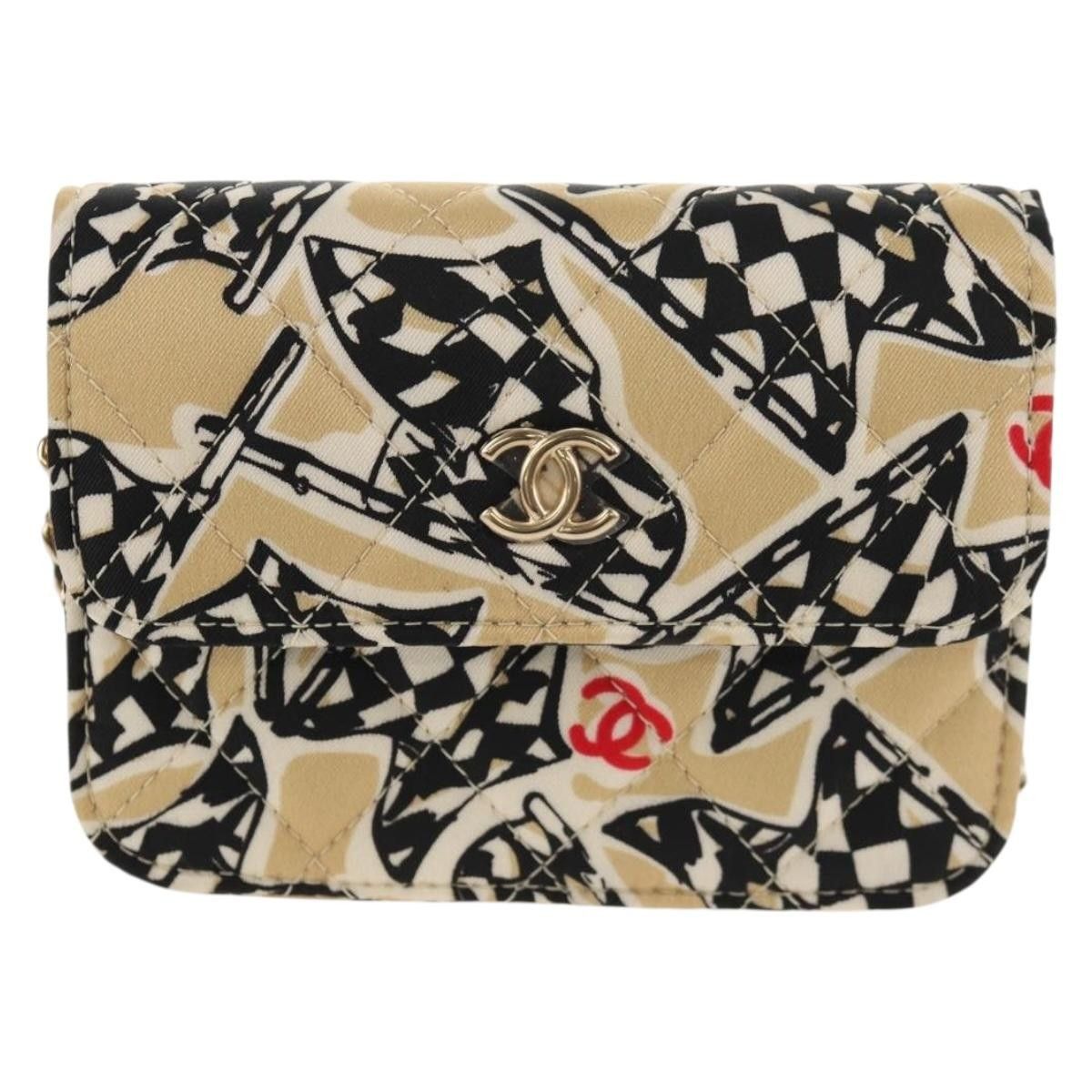Chanel Chanel Flap Card Holder on Chain Quilted Printed Canvas Size ONE SIZE - 20 Thumbnail
