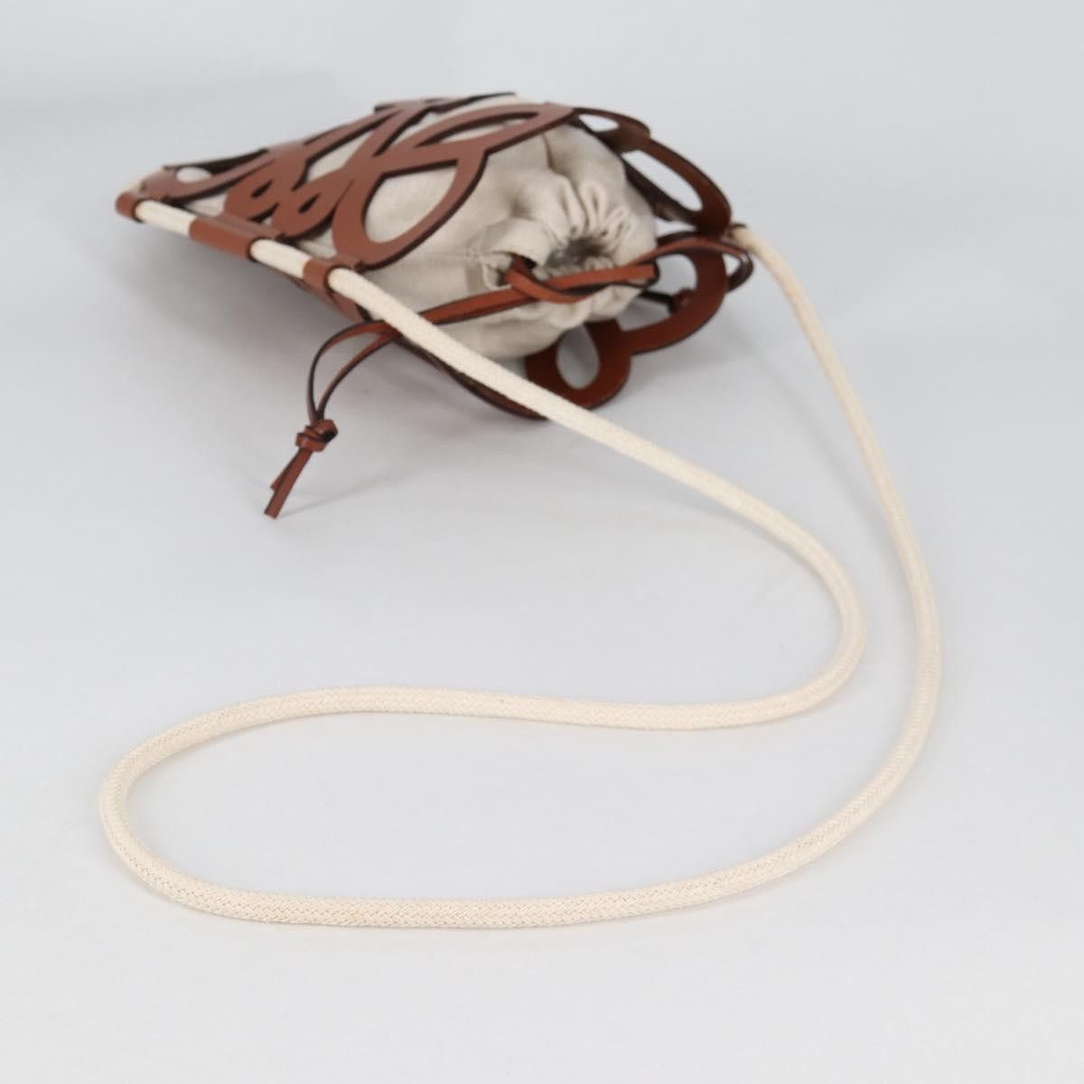 Loewe Loewe Anagram Drawstring Bucket Crossbody Bag Leather with Canvas Size ONE SIZE - 8 Thumbnail