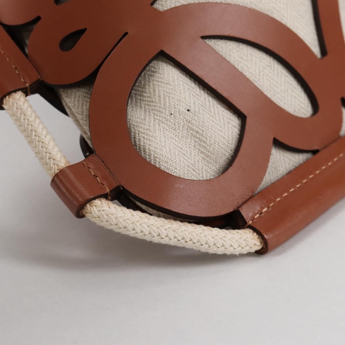 Loewe Loewe Anagram Drawstring Bucket Crossbody Bag Leather with Canvas Size ONE SIZE - 9 Thumbnail