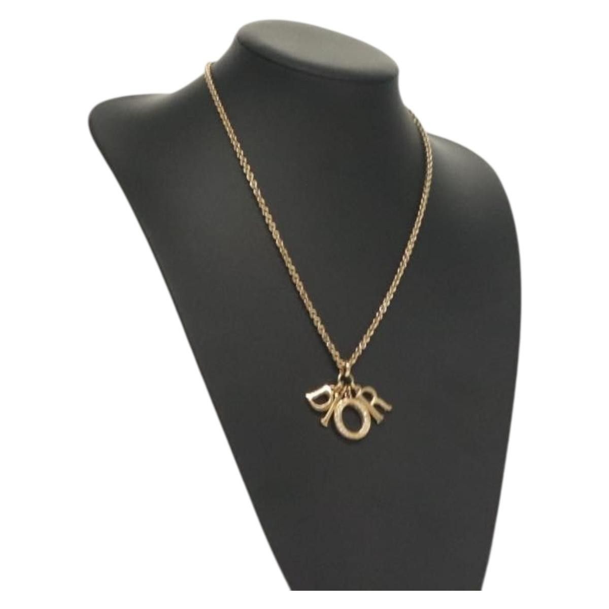 Dior Christian Dior Logo Necklace Crystal Embellished Metal Size ONE SIZE - 10 Thumbnail