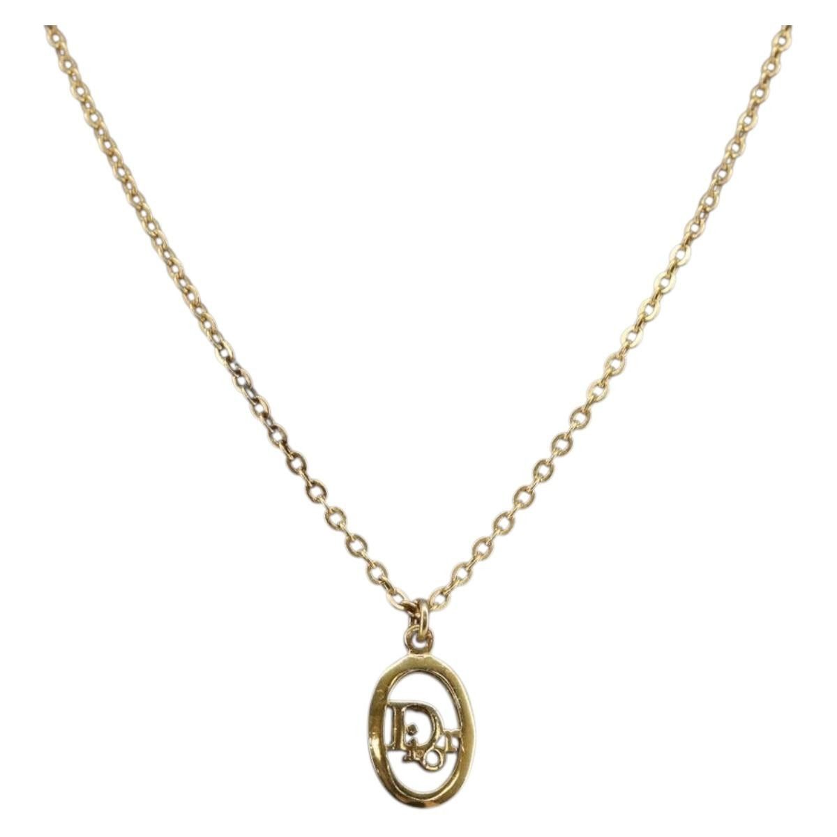 Dior Christian Dior Round Logo Pendant Necklace Metal Size ONE SIZE - 2 Thumbnail