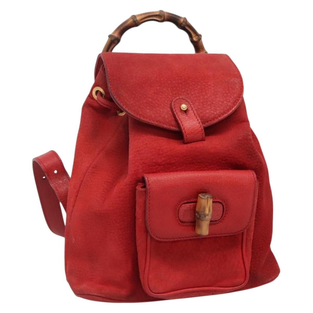 Gucci Gucci Vintage Bamboo Backpack Suede Size ONE SIZE - 20 Thumbnail