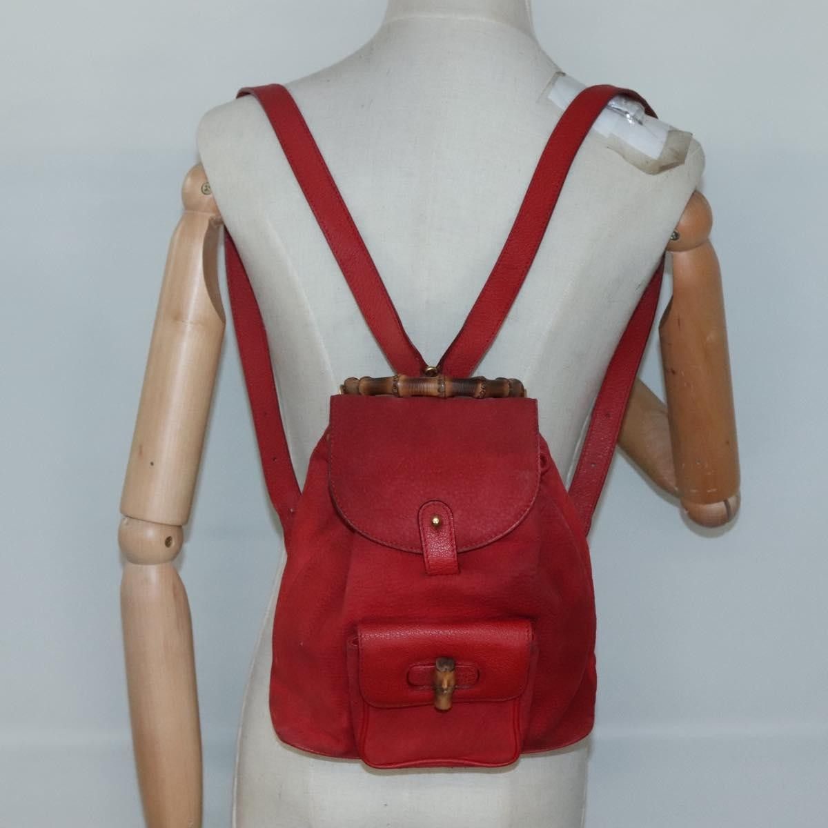 Gucci Gucci Vintage Bamboo Backpack Suede Size ONE SIZE - 13 Thumbnail