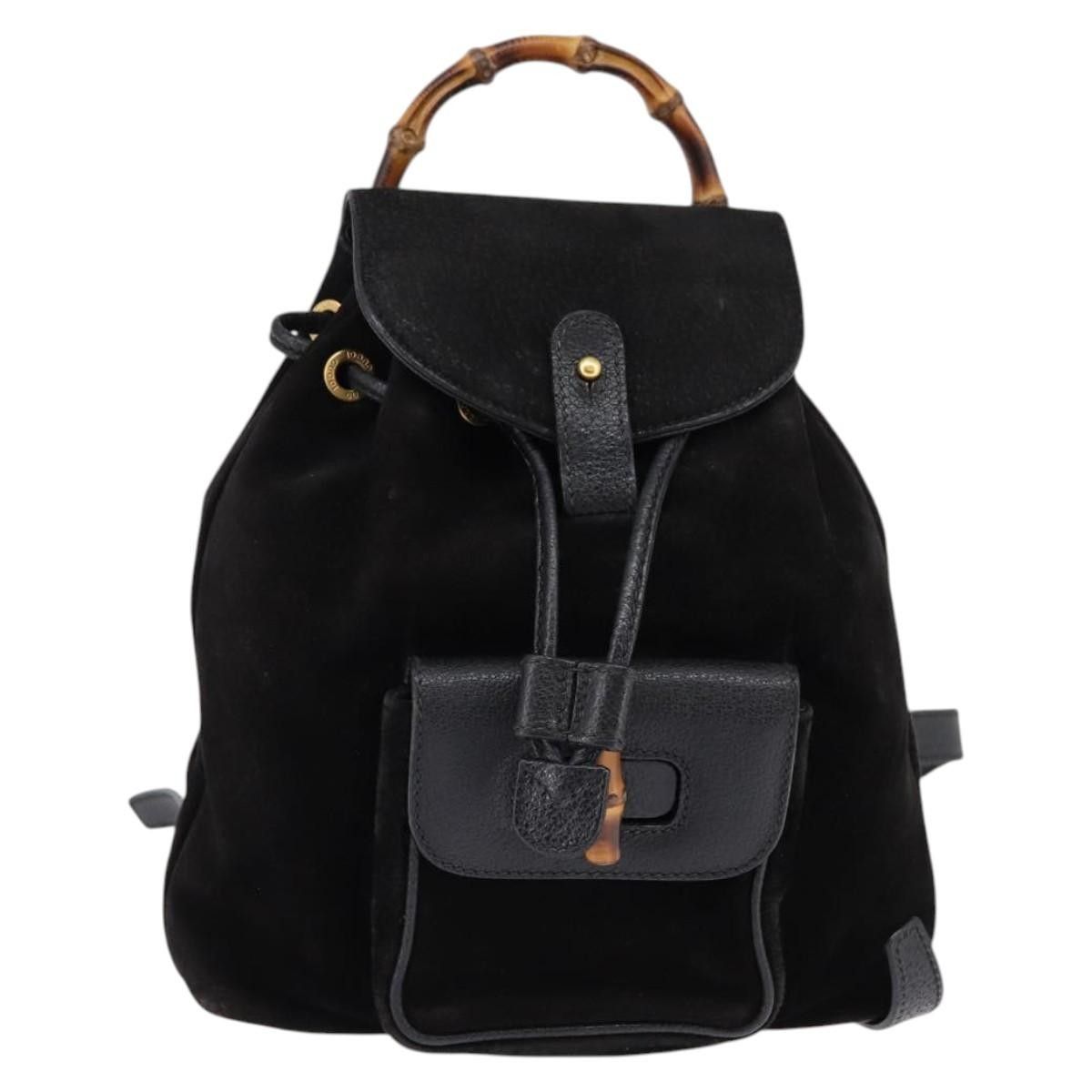 Gucci Gucci Vintage Bamboo Backpack Suede Size ONE SIZE - 21 Thumbnail