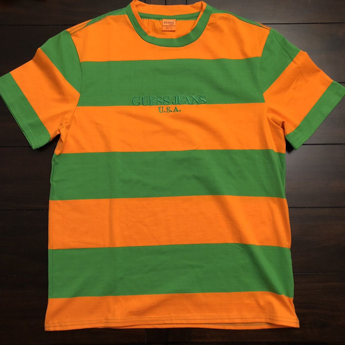 Green and orange guess shirt online