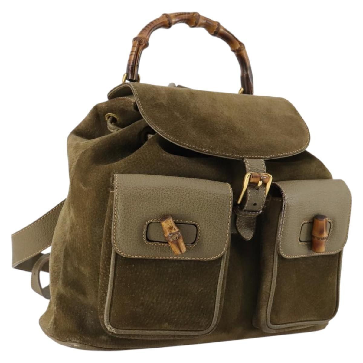 Gucci Gucci Vintage Bamboo Backpack Suede Size ONE SIZE - 12 Thumbnail