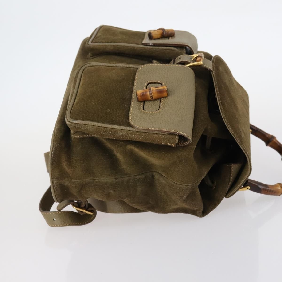 Gucci Gucci Vintage Bamboo Backpack Suede Size ONE SIZE - 3 Thumbnail