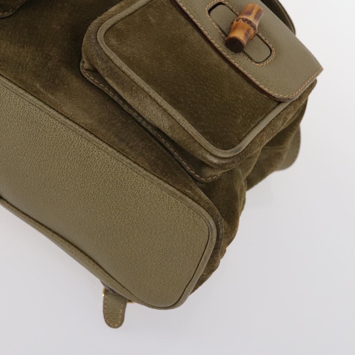Gucci Gucci Vintage Bamboo Backpack Suede Size ONE SIZE - 8 Thumbnail