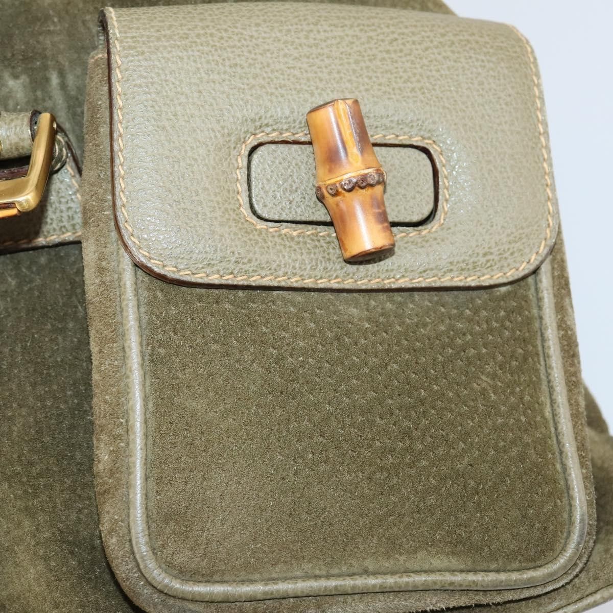 Gucci Gucci Vintage Bamboo Backpack Suede Size ONE SIZE - 23 Thumbnail