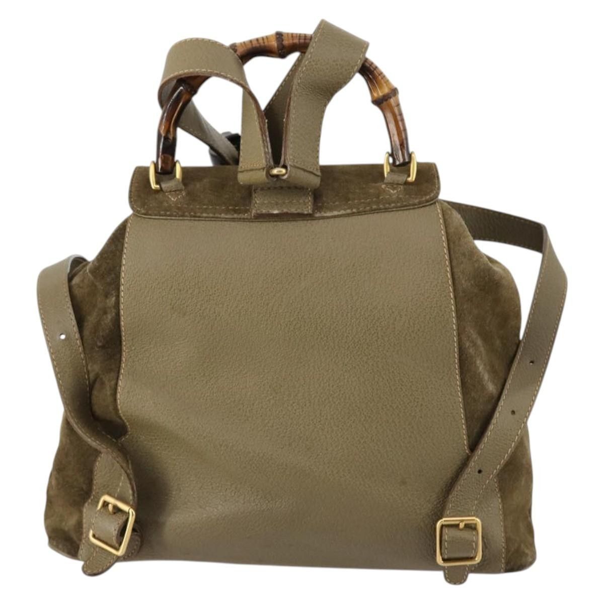 Gucci Gucci Vintage Bamboo Backpack Suede Size ONE SIZE - 2 Thumbnail