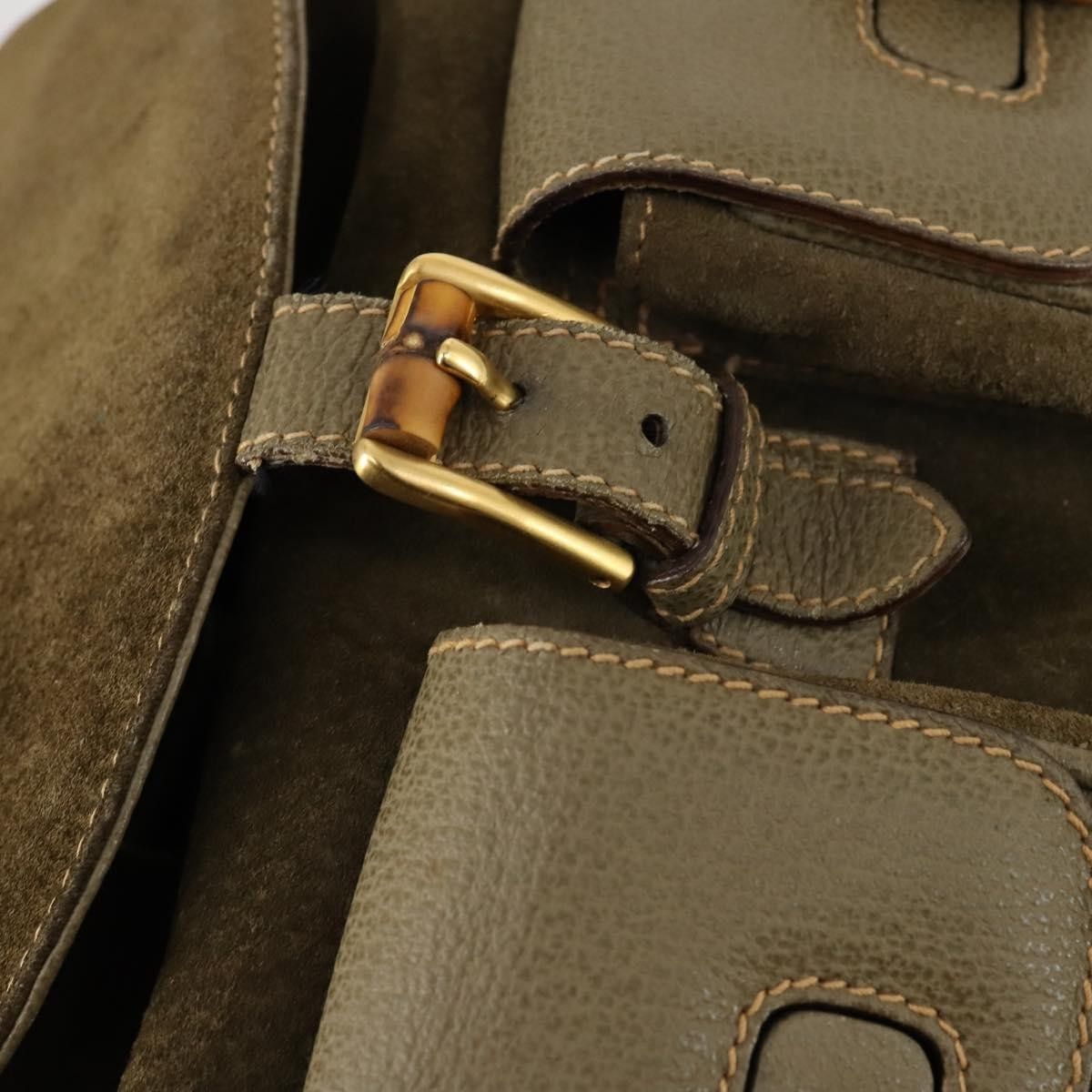 Gucci Gucci Vintage Bamboo Backpack Suede Size ONE SIZE - 18 Thumbnail