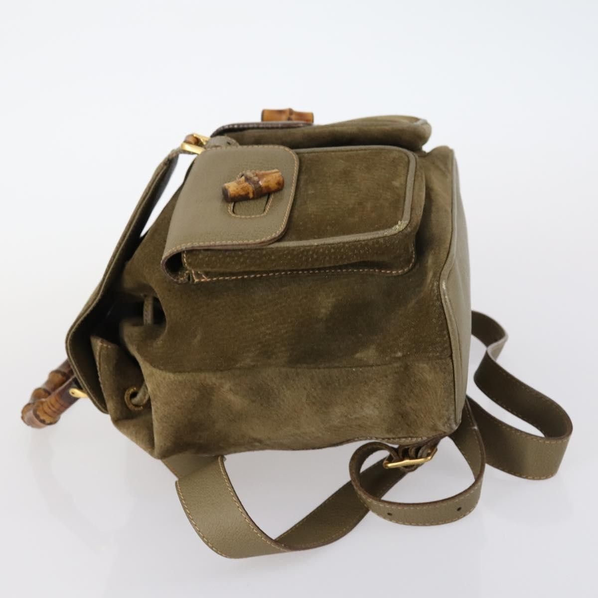 Gucci Gucci Vintage Bamboo Backpack Suede Size ONE SIZE - 4 Thumbnail