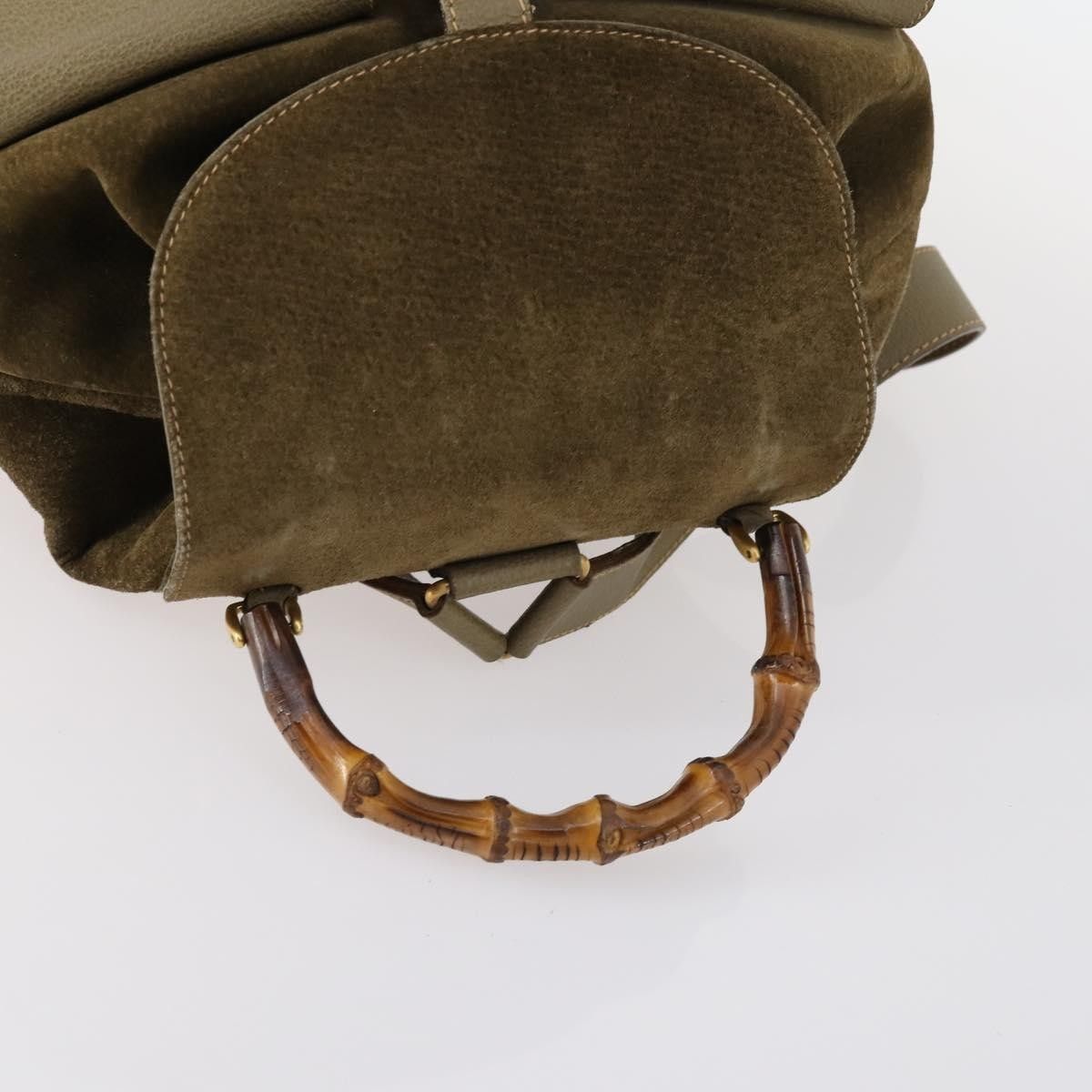 Gucci Gucci Vintage Bamboo Backpack Suede Size ONE SIZE - 13 Thumbnail
