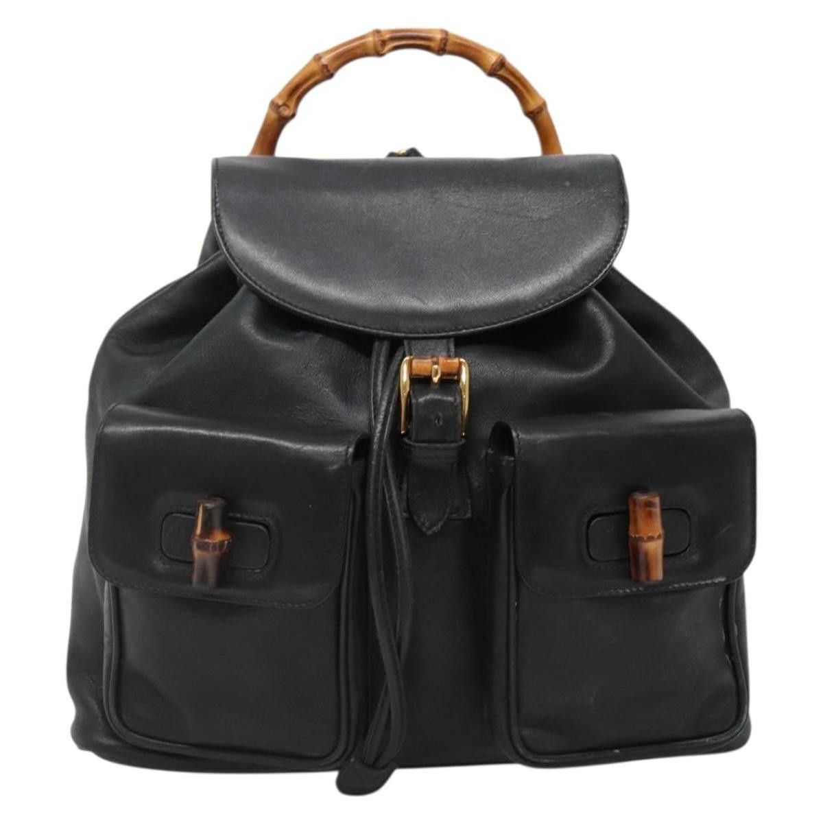 Gucci Gucci Vintage Bamboo Backpack Leather Size ONE SIZE - 15 Thumbnail